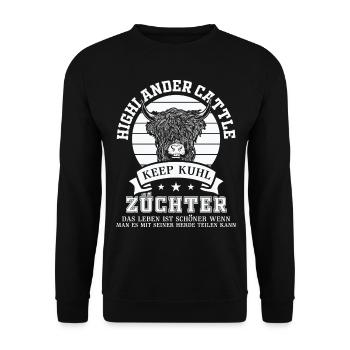Hochlandrind Hochland Rind Highland Cattle Kuh - Unisex Pullover - Schwarz - Vorne - Alina (178cm) & Michal (187cm)