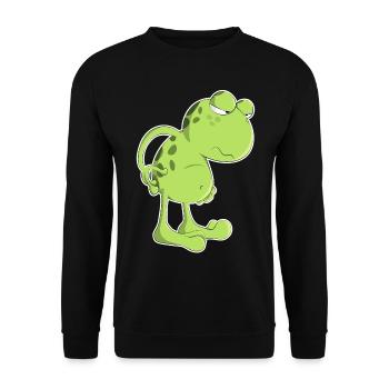 Grenouille crapaud paresseux dessin animé amphibien matin - Sweat-shirt Unisexe - noir - Devant - Alina (178cm) & Michal (187cm)