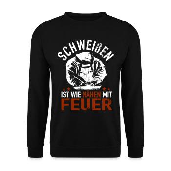 WIG Schweißer Schweißfachmann Schlossermeister - Unisex Pullover - Schwarz - Vorne - Alina (178cm) & Michal (187cm)