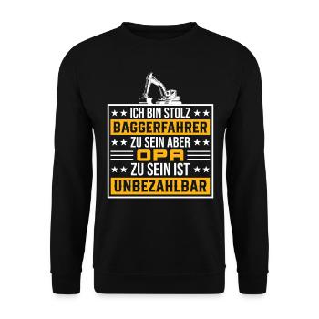 Opa Baustelle Bagger Geschenk - Unisex Pullover - Schwarz - Vorne - Alina (178cm) & Michal (187cm)