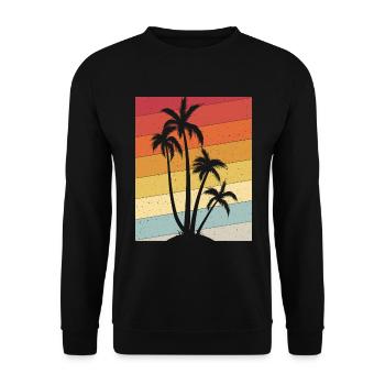 Palmen Sommer Retro Vintage - Unisex Pullover - Schwarz - Vorne - Alina (178cm) & Michal (187cm)