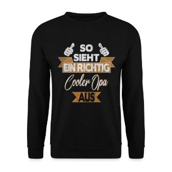 So sieht ein cooler Opa aus - Unisex Pullover - Schwarz - Vorne - Alina (178cm) & Michal (187cm)