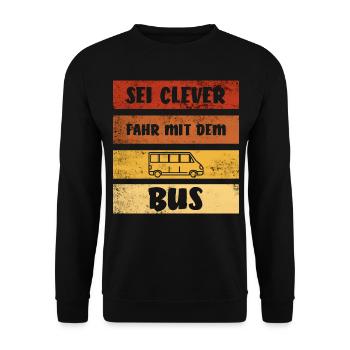 Soyez intelligent Conduire avec Le Bus I Rétro Chauffeur de bus Voiture - Sweat-shirt Unisexe - noir - Devant - Alina (178cm) & Michal (187cm)