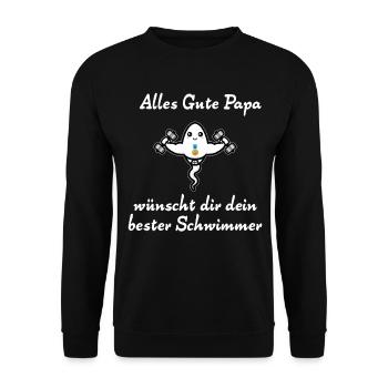 Alles Gute Papa wünscht dir dein bester Schwimmer - Unisex Pullover - Schwarz - Vorne - Alina (178cm) & Michal (187cm)