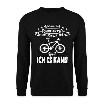 Ohne E-Bike Fahrrad - Mountainbike Radfahrer - Unisex Pullover - Schwarz - Vorne - Alina (178cm) & Michal (187cm)