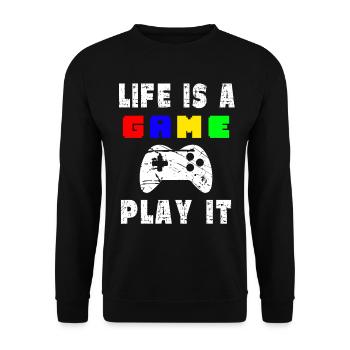 Das Leben Ist Ein Spiel Spielen Sie Es - Unisex Pullover - Schwarz - Vorne - Alina (178cm) & Michal (187cm)