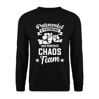 Patenonkel Onkel Pate Taufzeuge - Unisex Pullover - Schwarz - Vorne - Alina (178cm) & Michal (187cm)
