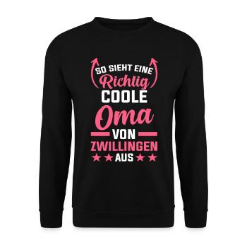 Oma Von Zwillingen Zwillingsoma - Unisex Pullover - Schwarz - Vorne - Alina (178cm) & Michal (187cm)