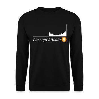 I Accept Bitcoin - Bitcoin Bouton Bitcoin Cours - Sweat-shirt Unisexe - noir - Devant - Alina (178cm) & Michal (187cm)