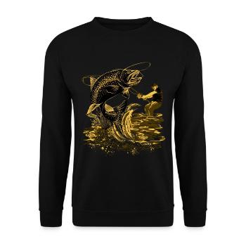 Für richtige Angler - FISHING FIGHT - Unisex Pullover - Schwarz - Vorne - Alina (178cm) & Michal (187cm)