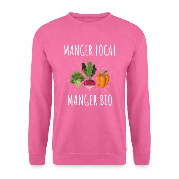 Manger local Manger bio - panier de légumes - Sweat-shirt Unisexe - rose - Devant