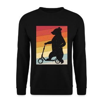 Kick Roller Scooter Bär Retro Vintage - Unisex Pullover - Schwarz - Vorne - Alina (178cm) & Michal (187cm)