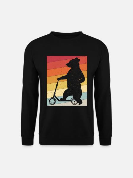 Kick Roller Scooter Bär Retro Vintage - Unisex Pullover - Schwarz