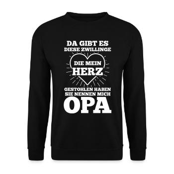 Opa Zwilling Enkel Großvater - Unisex Pullover - Schwarz - Vorne - Alina (178cm) & Michal (187cm)