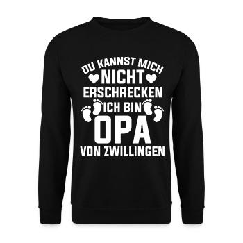Großvater Von Zwillingen Opa - Unisex Pullover - Schwarz - Vorne - Alina (178cm) & Michal (187cm)