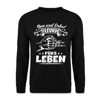 Opa und Enkel Freunde fürs Leben - Großvater Opa - Unisex Pullover - Schwarz - Vorne - Alina (178cm) & Michal (187cm)