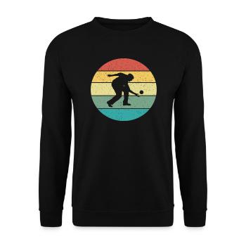 Retro Vintage Boccia Boule Petanque-Spieler - Unisex Pullover - Schwarz - Vorne - Alina (178cm) & Michal (187cm)