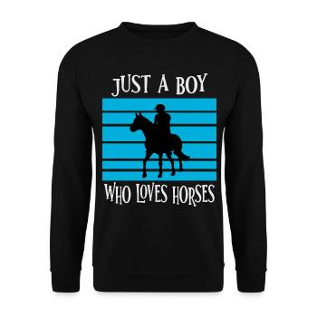 Only a boy who loves horses - Unisex Sweatshirt - black - Front - Alina (178cm) & Michal (187cm)