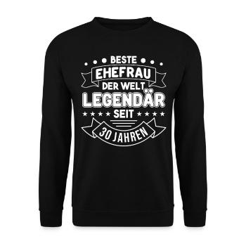 30 Jahre Ehe Ehefrau Perlenhochzeit Geschenk - Unisex Pullover - Schwarz - Vorne - Alina (178cm) & Michal (187cm)