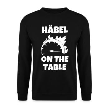 Häbel on the table Lokführer Geschenk - Unisex Pullover - Schwarz - Vorne - Alina (178cm) & Michal (187cm)