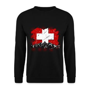 Schweiz Tshirt Zürich Bern Flagge Switzerland - Unisex Pullover - Schwarz - Vorne - Alina (178cm) & Michal (187cm)