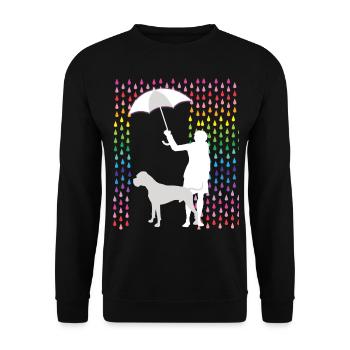 Die Boxer - Hunde - Mama schützt vor buntem Regen - Unisex Pullover - Schwarz - Vorne - Alina (178cm) & Michal (187cm)