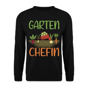 Garten Chefin - Unisex Pullover - Schwarz - Vorne - Alina (178cm) & Michal (187cm)