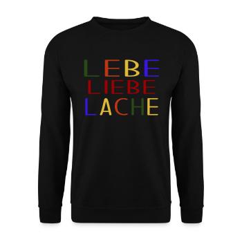 Lebe Liebe Lache - Unisex Pullover - Schwarz - Vorne - Alina (178cm) & Michal (187cm)