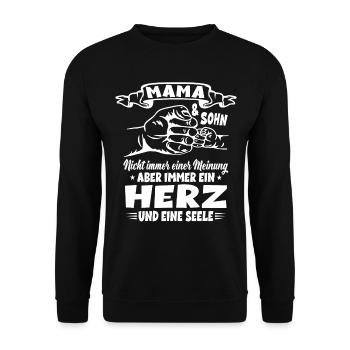Mama und Sohn Partnerlook Muttertag Geschenkidee - Unisex Pullover - Schwarz - Vorne - Alina (178cm) & Michal (187cm)