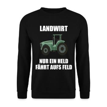 Traktor Landwirt Nur ein Held Fährt Aufs Feld - Unisex Pullover - Schwarz - Vorne - Alina (178cm) & Michal (187cm)