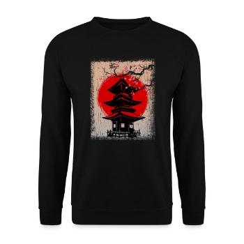 Asia City Illustration Japan - Unisex Sweatshirt - black - Front - Alina (178cm) & Michal (187cm)