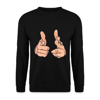 Hands Pointing fingers at you Finger pointing - Unisex Sweatshirt - black - Front - Alina (178cm) & Michal (187cm)