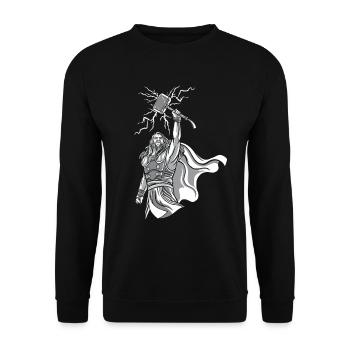 Odin Wikinger Valhalla Vikinger Hammer Thor Odin - Unisex Pullover - Schwarz - Vorne - Alina (178cm) & Michal (187cm)