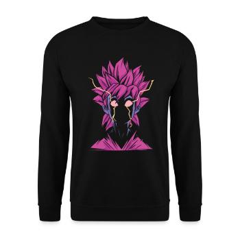 Manga Superheld Figur - Unisex Pullover - Schwarz - Vorne - Alina (178cm) & Michal (187cm)