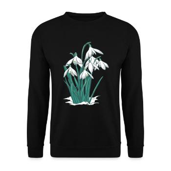 Snowdrops flowers plants - Unisex Sweatshirt - black - Front - Alina (178cm) & Michal (187cm)