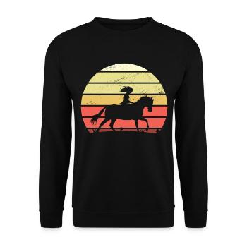 Rétro fille cheval - Sweat-shirt Unisexe - noir - Devant - Alina (178cm) & Michal (187cm)