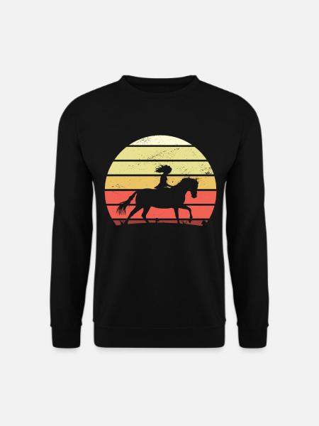 Retro Mädchen Pferd - Unisex Pullover - Schwarz