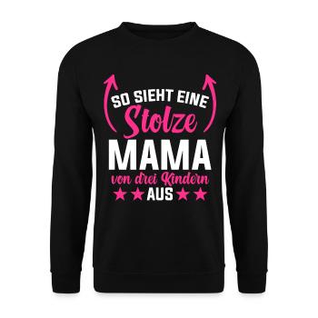 So Sieht Eine Stolze Mama Von Drei Kindern Aus - Unisex Pullover - Schwarz - Vorne - Alina (178cm) & Michal (187cm)