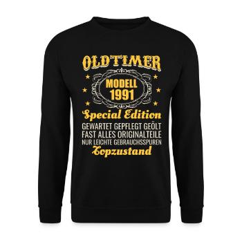 30 anniversaire de modèle de voitures anciennes 1991 drôle - Sweat-shirt Unisexe - noir - Devant - Alina (178cm) & Michal (187cm)