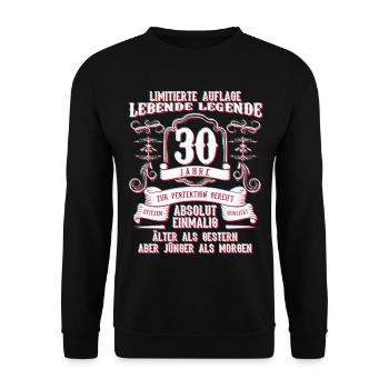 30 Birthday Funny Gift Idea - Unisex Sweatshirt - black - Front - Alina (178cm) & Michal (187cm)