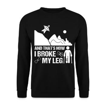 Wingsuit Bein Gebrochen Beinbruch Geschenk Kind - Unisex Pullover - Schwarz - Vorne - Alina (178cm) & Michal (187cm)
