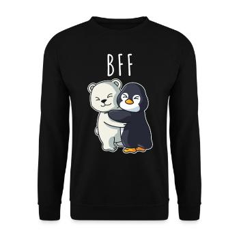 BFF beste Freunde für immer Partneroutfit Mädchen - Unisex Pullover - Schwarz - Vorne - Alina (178cm) & Michal (187cm)