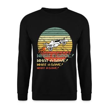 Rocket RC Car League Soccer Retro Vintage - Unisex Pullover - Schwarz - Vorne - Alina (178cm) & Michal (187cm)