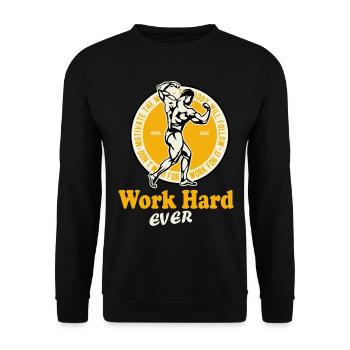 Bodybuilding Kraftsport - Work Hard Ever - Unisex Pullover - Schwarz - Vorne - Alina (178cm) & Michal (187cm)