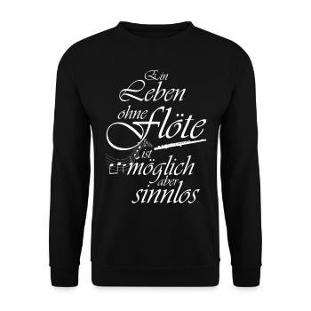 Flöte Instrument Querflöte Spielerin Orchester Mu - Unisex Pullover - Schwarz - Vorne - Alina (178cm) & Michal (187cm)