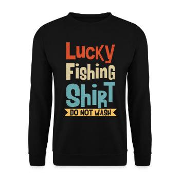 Lucky Fishing Shirt Do Not Wash - Pêche Pêche - Sweat-shirt Unisexe - noir - Devant - Alina (178cm) & Michal (187cm)