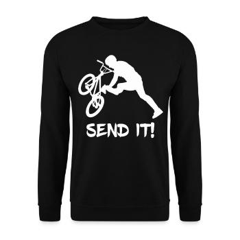 MTB Sprung Dirt Bike Tailwhip Biker Bikepark Mount - Unisex Pullover - Schwarz - Vorne - Alina (178cm) & Michal (187cm)