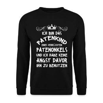Patenonkel Patenkind Patentochter Patensohn Täufli - Unisex Pullover - Schwarz - Vorne - Alina (178cm) & Michal (187cm)