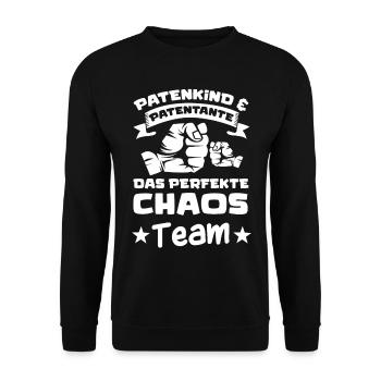 Patentante Patenkind Patin Taufpatin Taufe Tante - Unisex Pullover - Schwarz - Vorne - Alina (178cm) & Michal (187cm)