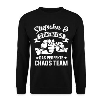 Stiefsohn Stiefvater Stiefpapa Stiefkind - Unisex Pullover - Schwarz - Vorne - Alina (178cm) & Michal (187cm)